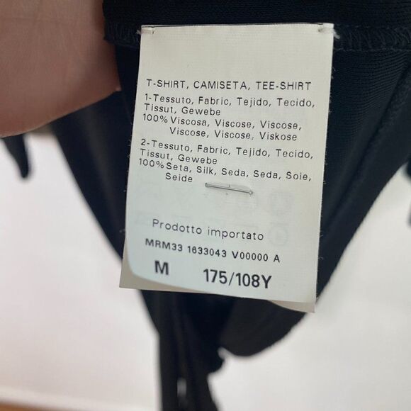 Max Mara Black Asymmetric Surplice Dress with Sheer Sleeves - Picture 7 of 9